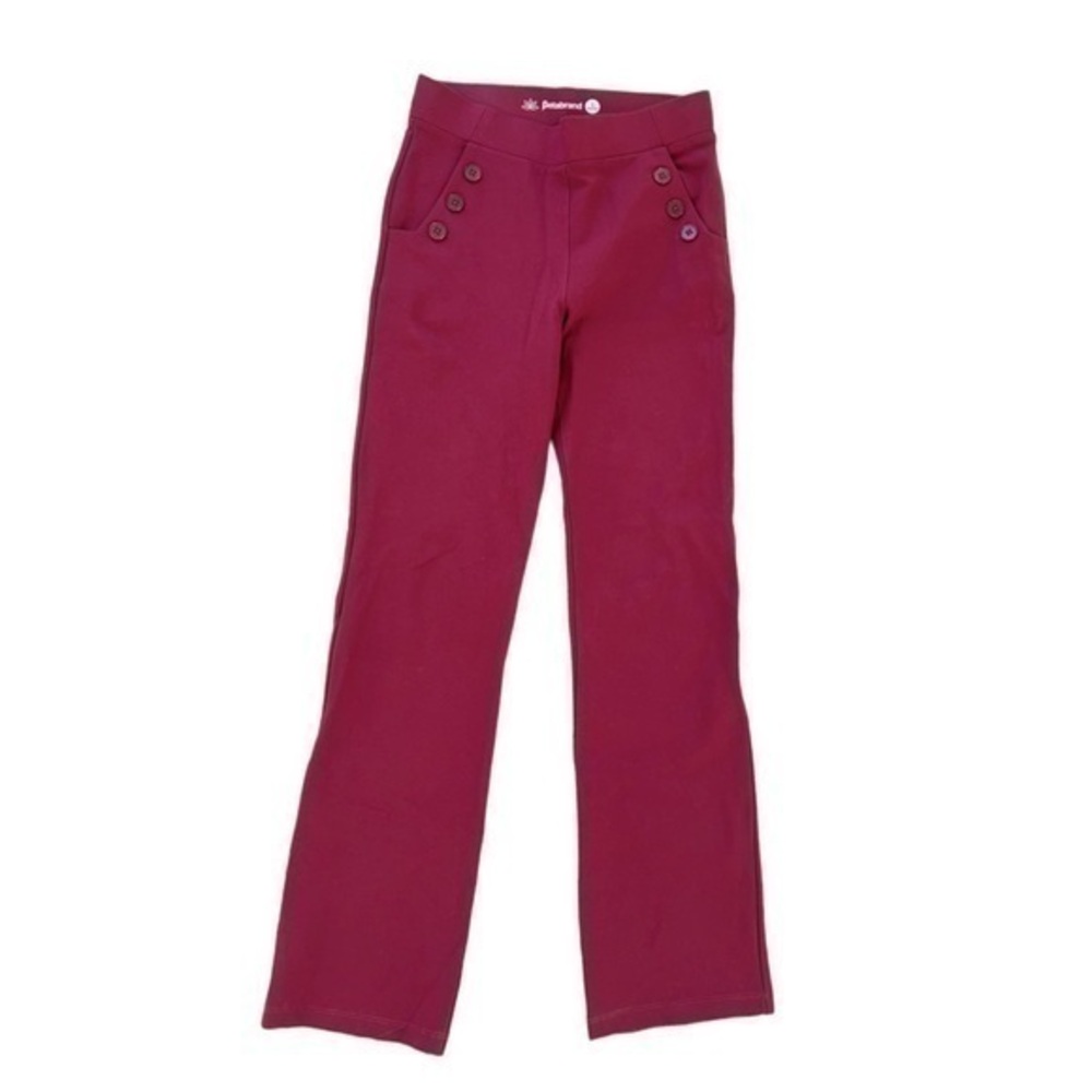Betabrand Six Button Burgundy Maroon Stretch‎ Yoga Trousers Pants - Picture 2 of 9